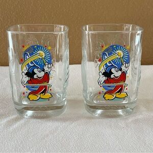 Disney Mickey Mouse Y2K 2000 McDonald’s Millennium 2 Square Drinking Glasses